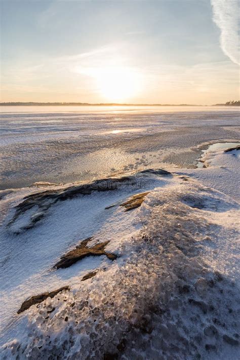 Frozen Lake In Finland At Morning Stock Image Image Of Morning