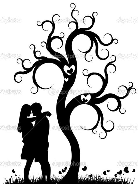 Couple Under A Tree Silhouette Clip Art Silhouette Drawing Easy Art Projects