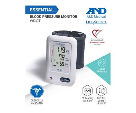 Wrist Blood Pressure Monitors Essential 1 Unit Aandd Lifesource