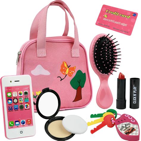 Click N Play 8piece Girls Pretend Play Purse Including A Smartphone
