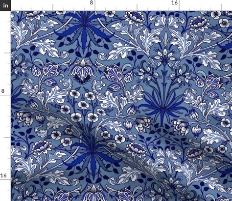 Hyacinth In Delft Blue William Morris Fabric Spoonflower