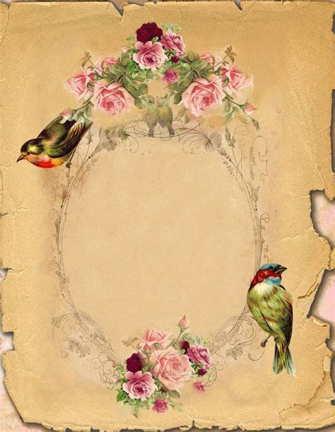 Vintage Frame With Roses And Birds — Картинки и Рисунки