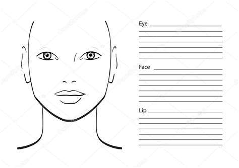Face Chart Makeup Artist Blank Template Vector Illustration Premium