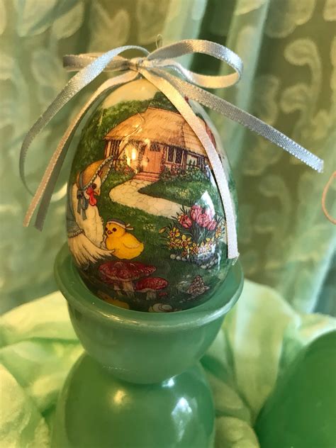 Vintage Easter Egg Ornaments Set Of Easter Eggs Paper Mache Ornaments