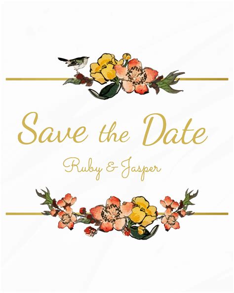 Save The Date With Floral Design Vector Download Free Vectors