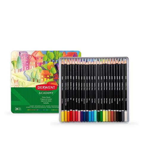 Derwent Academy Colour Pencils Tin Set Of 24 Jackson S Art Supplies
