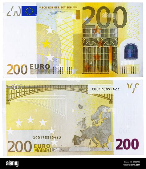 200 Euro Banknote Iron And Glass Architecture And Bridge 2002 Stock