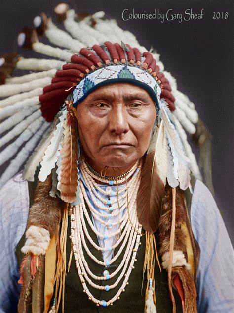 chief joseph nez perce leader photo by edward curtis 1903 and colourised by gary sheaf