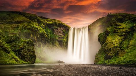 Skogafoss Waterfall Iceland Nature Hd Wallpapers Preview