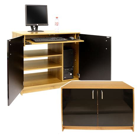 When choosing hideaway desk ideas the important points should be known by us. Caspian Sywell Walnut & Black Gloss PC Hideaway Computer ...