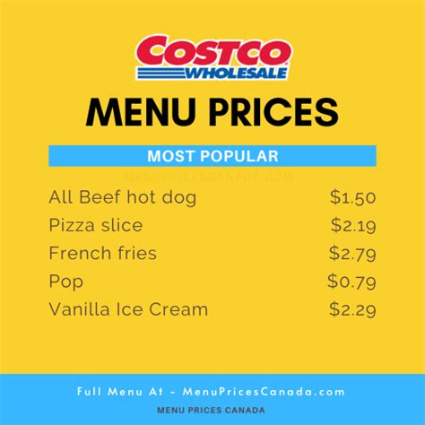 Costco Food Court Menu Prices In Canada 2023 Menu Prices Canada