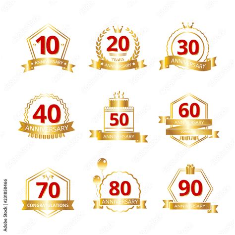 Dates Of Anniversaries With A Golden Metallic Effect And Red Numbers