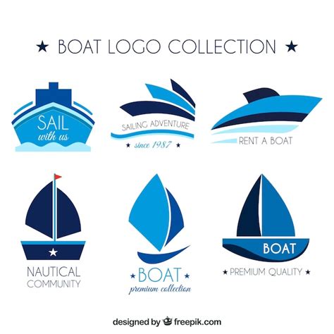 Colección De Logos De Barcos En Tonos Azules Descargar Vectores Gratis