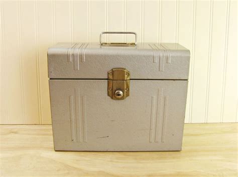 Vintage Gray Metal File Box File Storage Box Industrial Box Etsy File Box Steampunk Decor