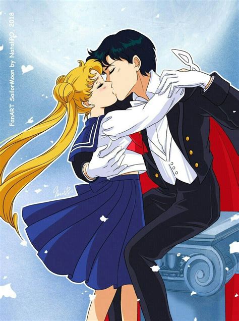 Sailor Moon And Tuxedo Mask Wallpaper Kissing