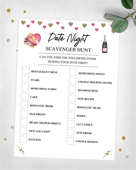 Date Night Scavenger Hunt Couples Night Game Instant Digital