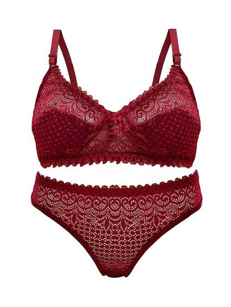 Buy Avittam Women Net Lace Lingerie Set Of Lightly Padded Underwired Pushup Bra With Matching