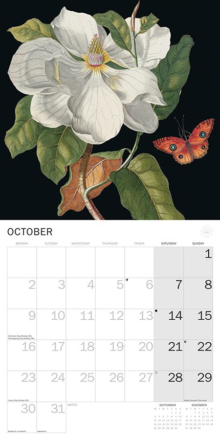 Royal Botanic Gardens Kew Floral Illustrated 2023 Wall Calendar Kew