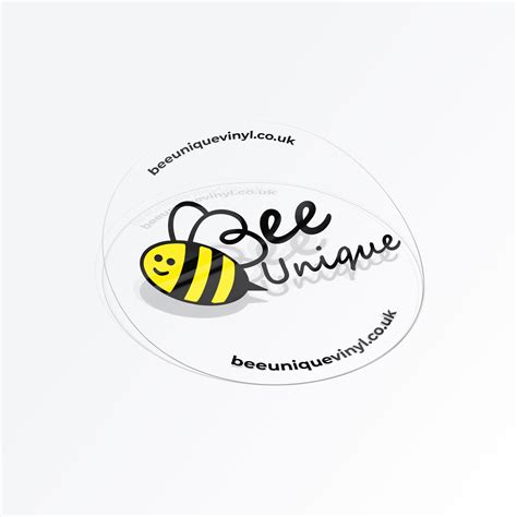 Custom Clear Logo Stickers 75mm Circle Bee Unique Vinyl Stickers