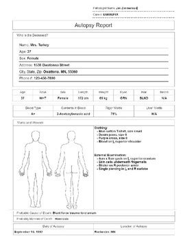 Autopsy Report Evidence Class Crime By Purkey Science TPT