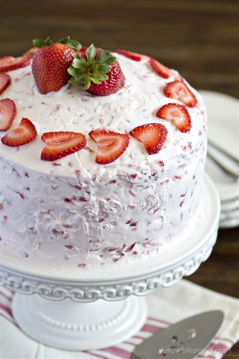 Fresh Strawberry Cake Recipe With Strawberry Whipped Cream Frosting