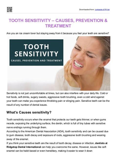 tooth sensitivity causes prevention treatment pdf