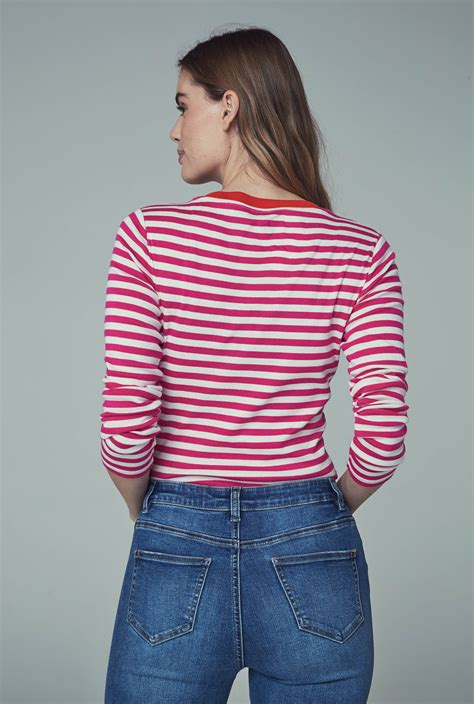 White And Red Stripe T Shirt Long Tall Sally