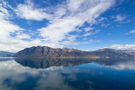 Hd Wallpaper New Zealand Lake Hawea Sky Blue Water Mountains