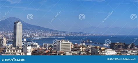 Aerial Panorama Of Naples City And Seafront Stock Photo Image Of
