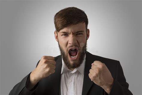 Angry Man With Clenched Fists Stock Photo Image Of Beard Fists 44612792