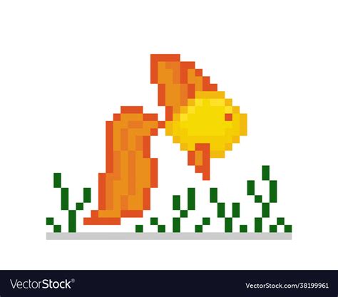 Pixel Goldfish Image For Game Assets Royalty Free Vector