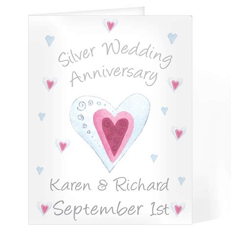 Personalised Silver Wedding Anniversary Card 25th Anniversary Card