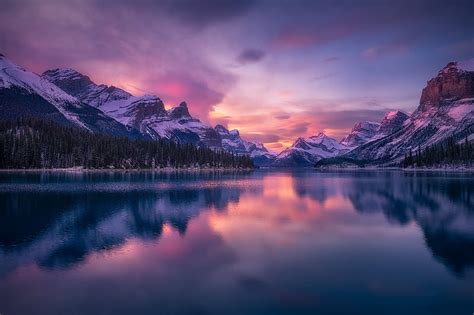 Lakes Lake Mountain Reflection Sunset Twilight Hd Wallpaper Peakpx