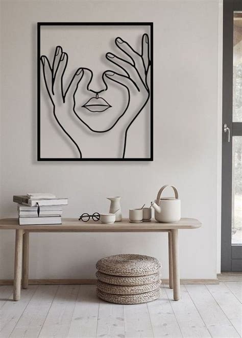 Abstract Women Face Metal Wall Art Minimalist Art Line Wall Art