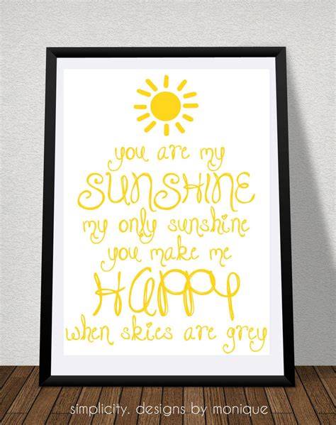 You Are My Sunshine Printable Wall Art Poster 8x10