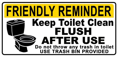 Friendly Reminder Keep Toilet Clean Flush After Use Signage Pvc Type Waterproof And Non Fading