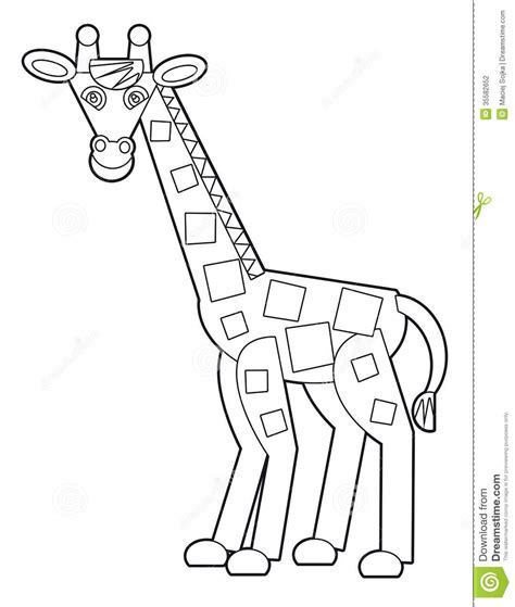 Cartoon Wild Animal Coloring Page For The Children Stock