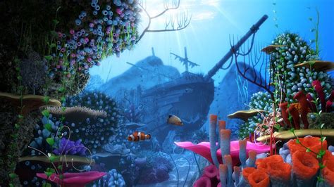 Cartoon Underwater Ship Scene 3d Model Cgtrader