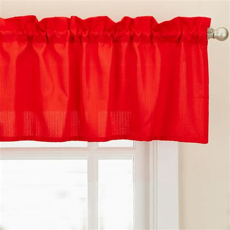 Red Opaque Solid Ribcord Kitchen Curtains Choice Of Tier Valance Or
