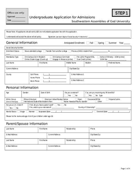 Approved Undergraduate Application For Admissions Date Sagu Doc Template Pdffiller