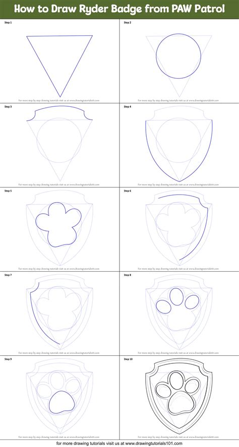 How To Draw Ryder Badge From Paw Patrol Printable Step By Step Drawing