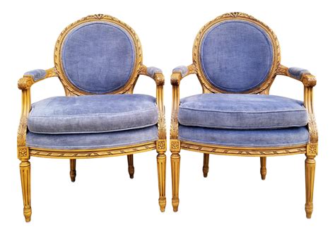 French Louis Xvi Style Carved Wood Armchairs A Pair On
