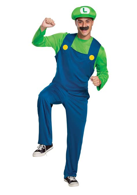 Super Mario Classic Luigi Costume For Adults Super Mario Bros Costumes And Accessories