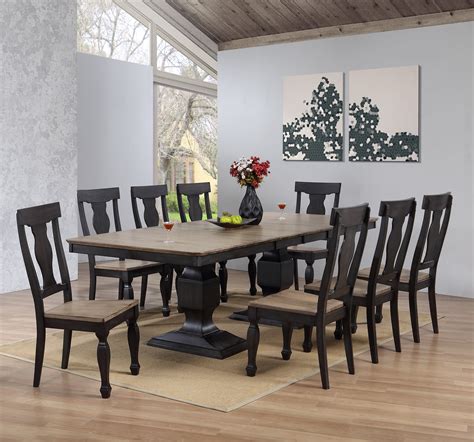 Lowel 9 Piece Formal Dining Room Set Extendable Table And 8 Chairs