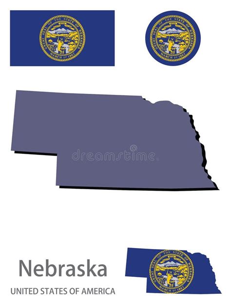 Flag And Silhouette Of Nebraska Stock Vector Illustration Of Outline