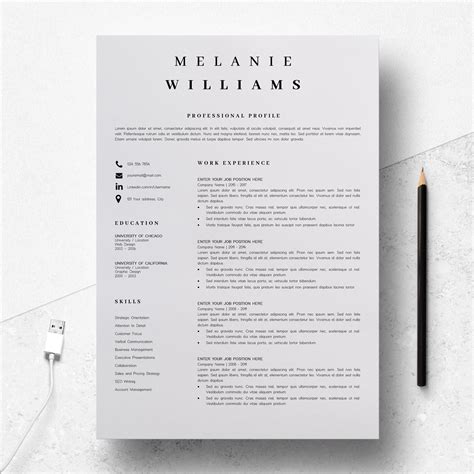 Download now the professional resume that fits your profile! Resume Template Minimalist | CV Template Word - Melanie ...