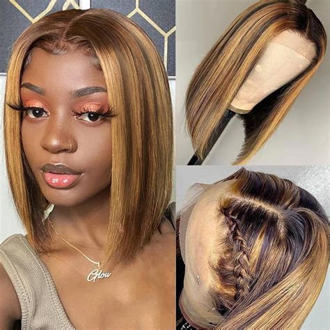 427 Highlight Bob Wigs Straight 13x4 Colored Lace Front Human Hair Wigs