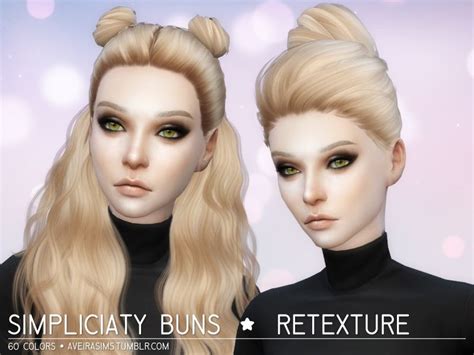 Aveira Sims 4 Simpliciaty Buns Hairs Retextured Sims 4 Hairs
