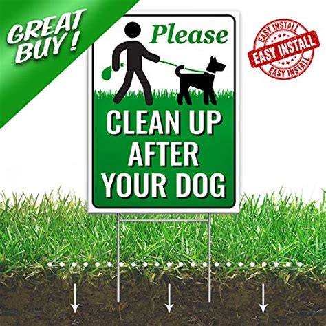 Clean Up After Your Dog 12 X 9 Yard Sign With Metal Wire H Stakes