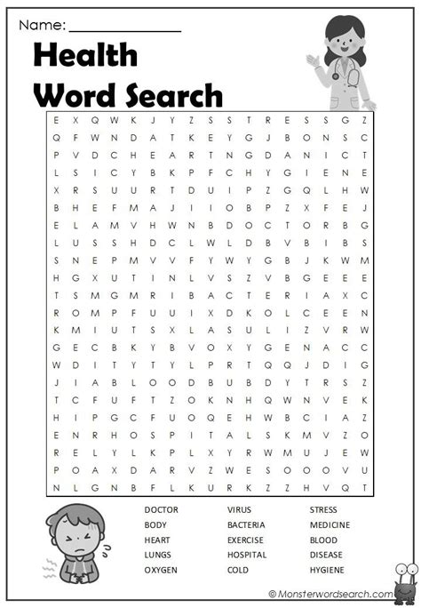 Health Word Search Health Words Word Puzzles For Kids Word Find